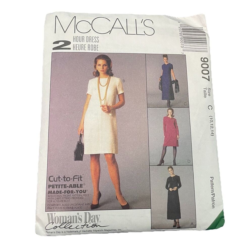 Vtg 1997 McCall’s 9007 Pattern Uncut FF 10-14 Petite-able Minimalist Shift Dress